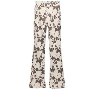 Zara Cow Print High-Rise Flare Jeggings Size 29 / US 6 Western Chic New NWT